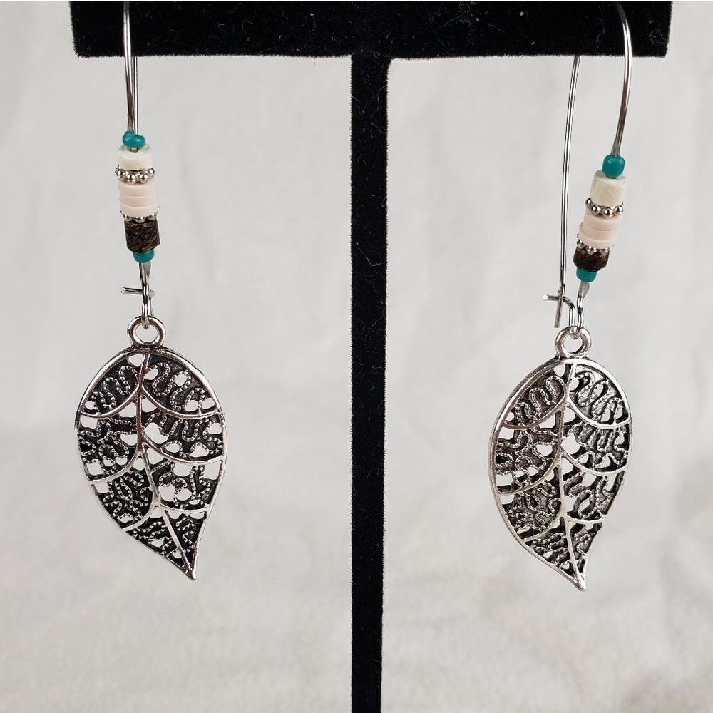 Beaded Leaf Boho Earrings